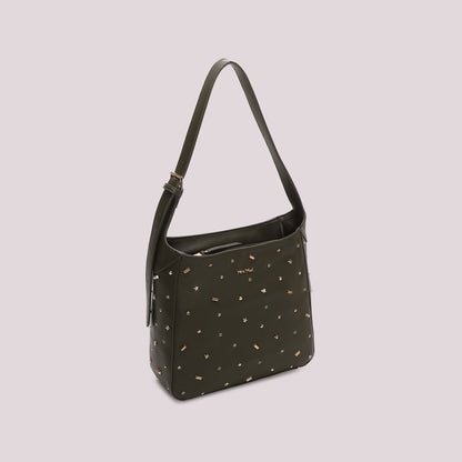 BORSA A SPALLA CON APPLICAZIONI COLORATE