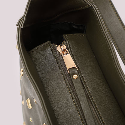 BORSA A SPALLA CON APPLICAZIONI COLORATE