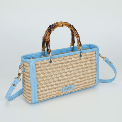 BORSA A TRACOLLA IN PAGLIA CON MANICO BAMBOO