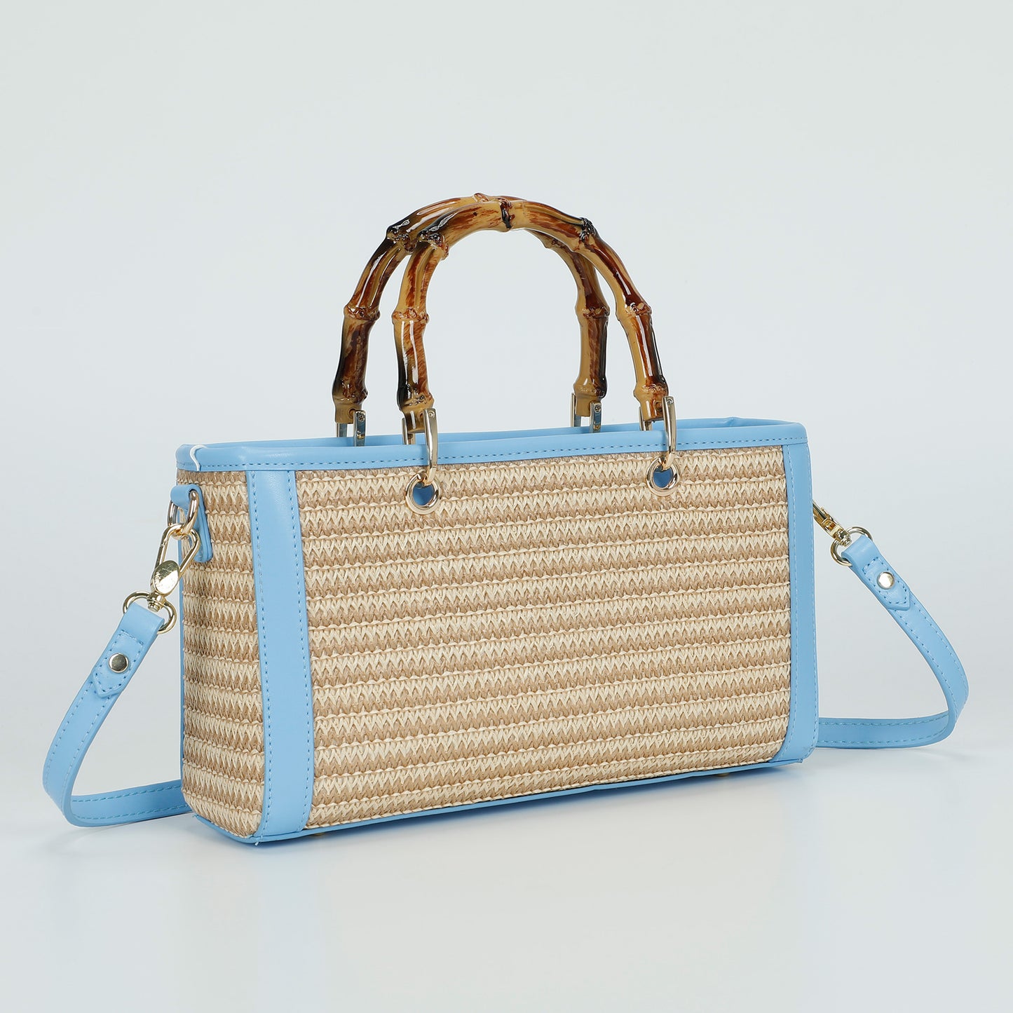 BORSA A TRACOLLA IN PAGLIA CON MANICO BAMBOO