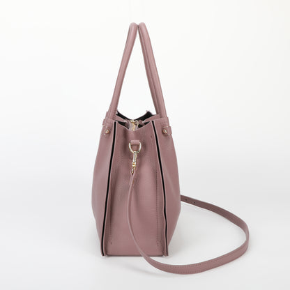 BORSA A SPALLA CON RIFINITURE IN TINTA