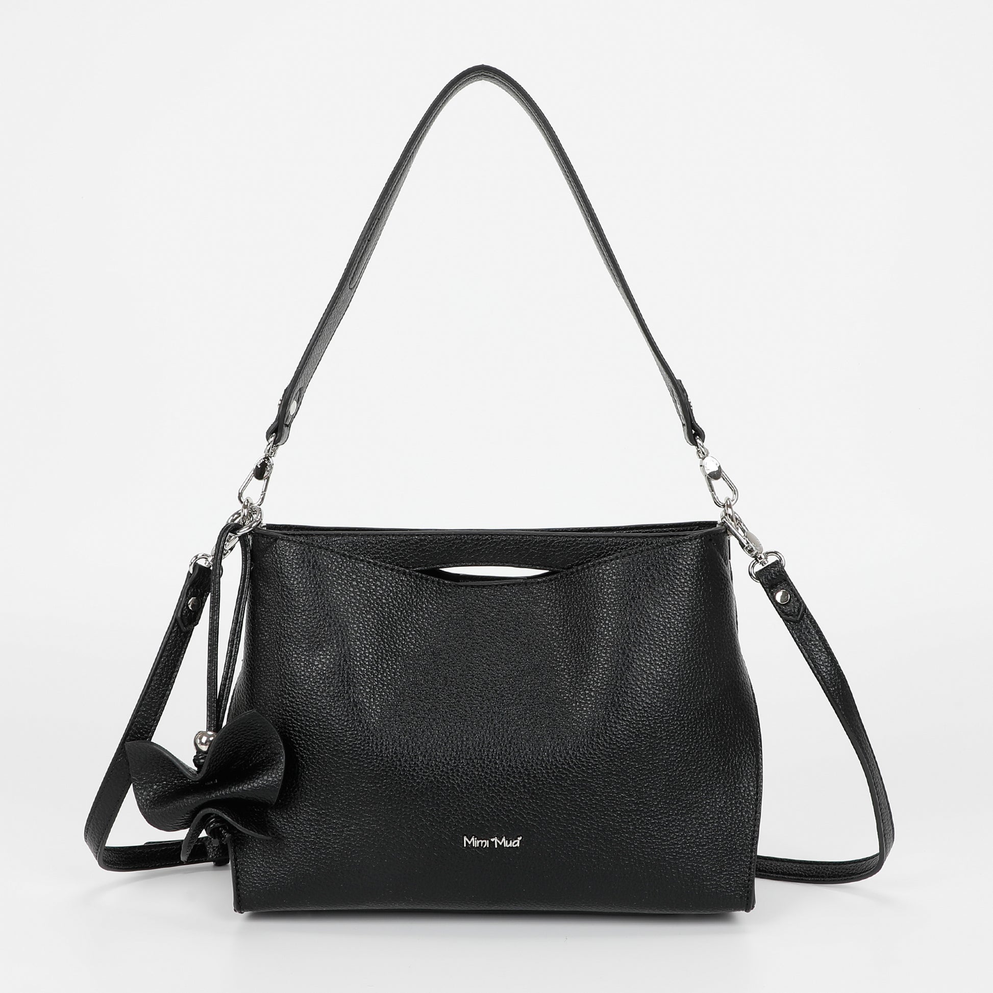 BORSA A SPALLA MEDIA CON BORDI NERI