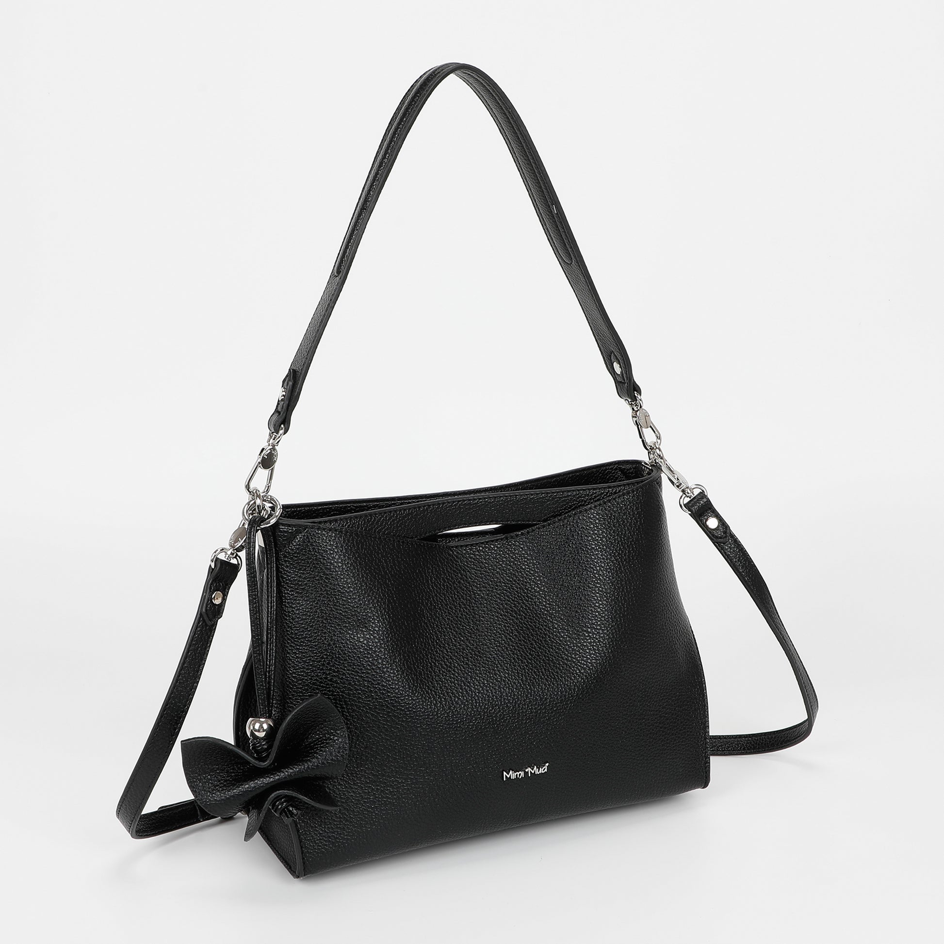BORSA A SPALLA MEDIA CON BORDI NERI