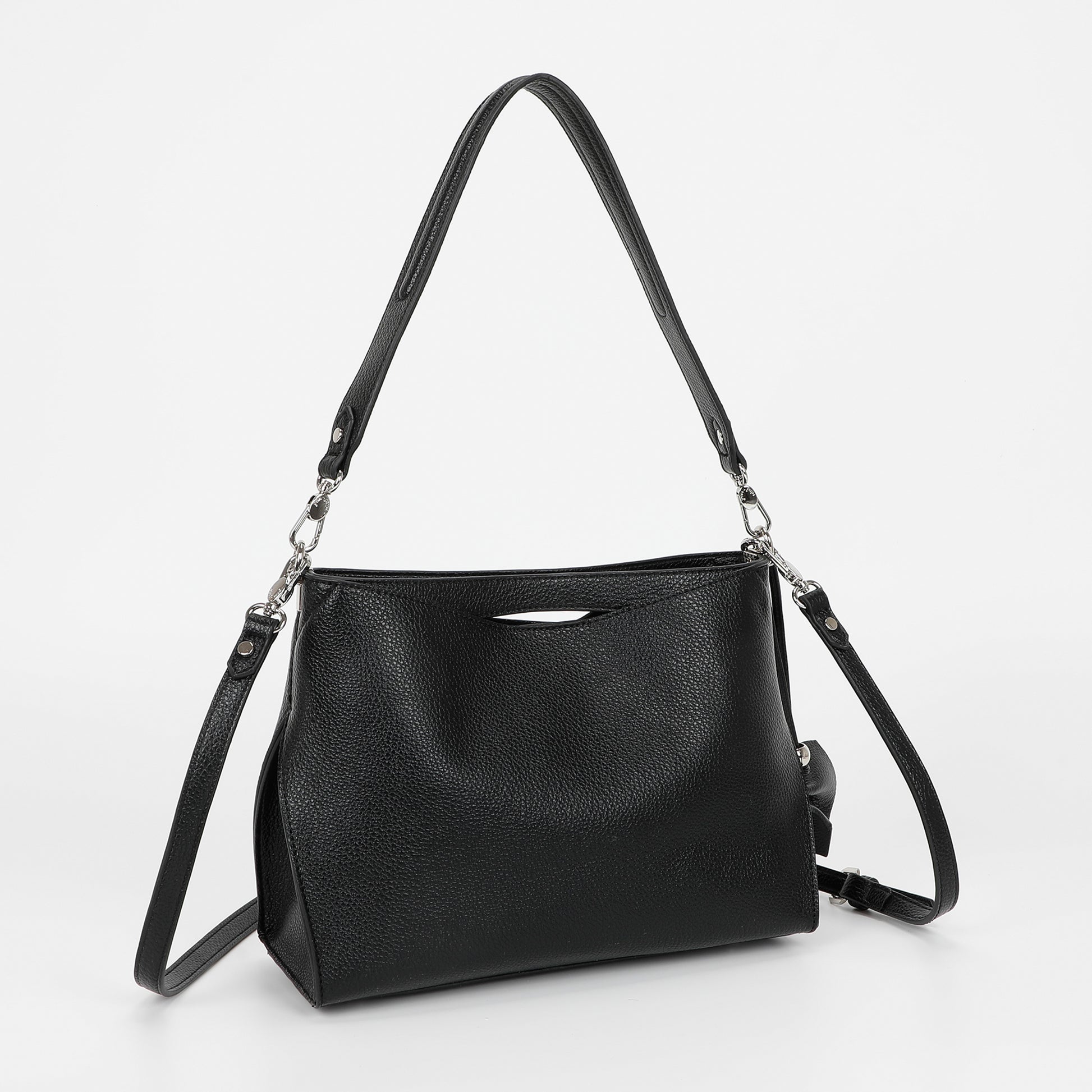 BORSA A SPALLA MEDIA CON BORDI NERI
