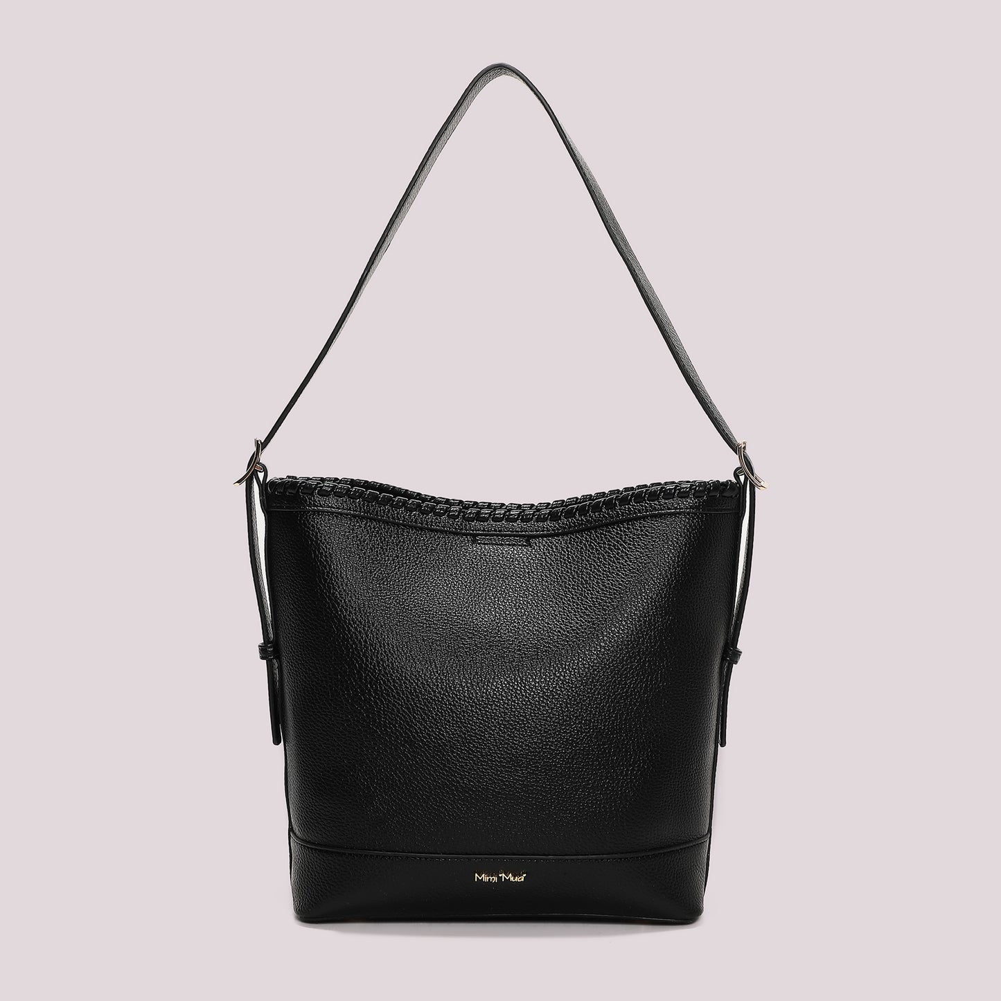 BORSA A SECCHIELLO CON BORDO INTRECCIATO