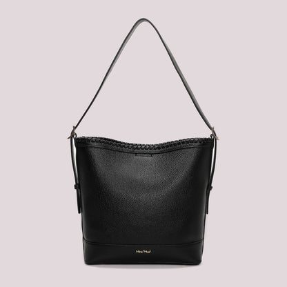 BORSA A SECCHIELLO CON BORDO INTRECCIATO