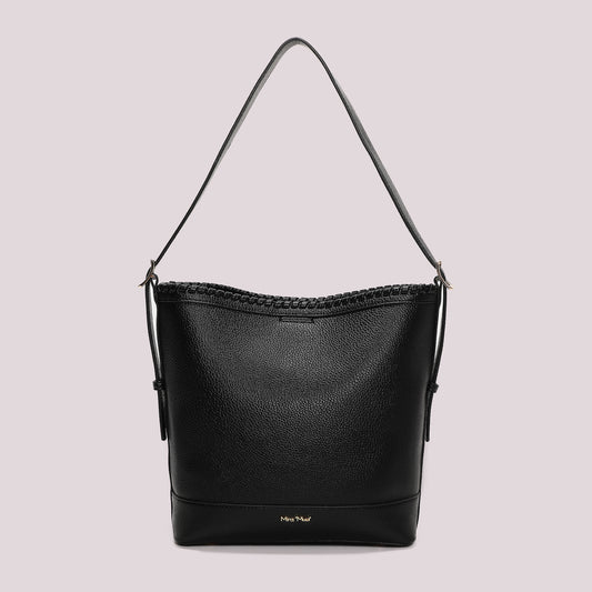 BORSA A SECCHIELLO CON BORDO INTRECCIATO