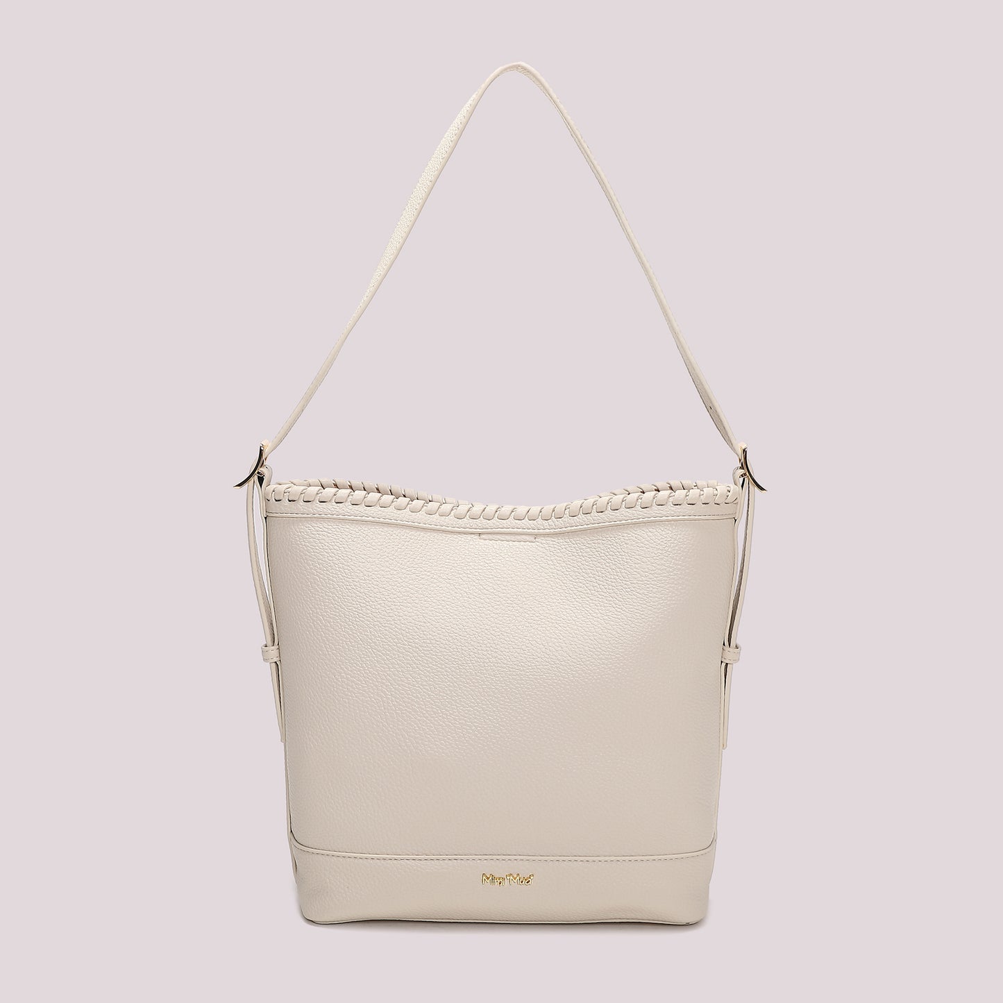 BORSA A SECCHIELLO CON BORDO INTRECCIATO
