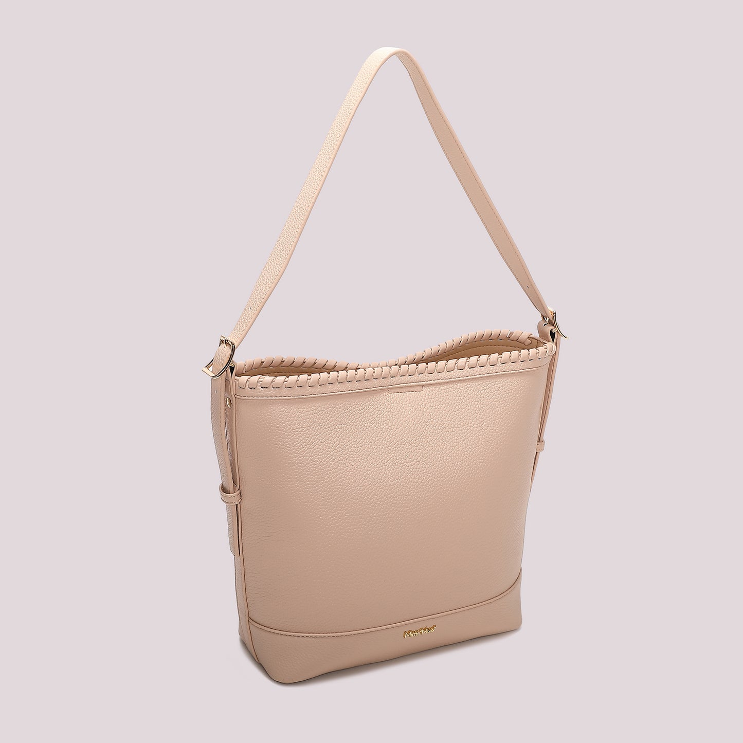 BORSA A SECCHIELLO CON BORDO INTRECCIATO