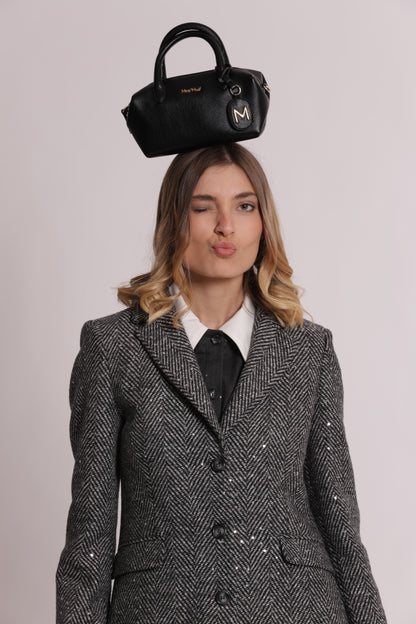 BORSA A BAULETTO PICCOLA CON TARGHETTA LOGATA