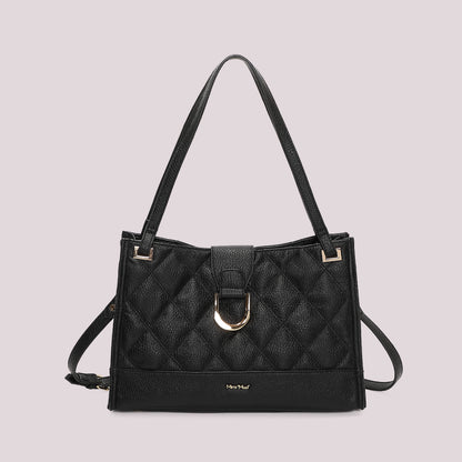 BORSA SHOPPING TRAPUNTATA CON BASE LISCIA