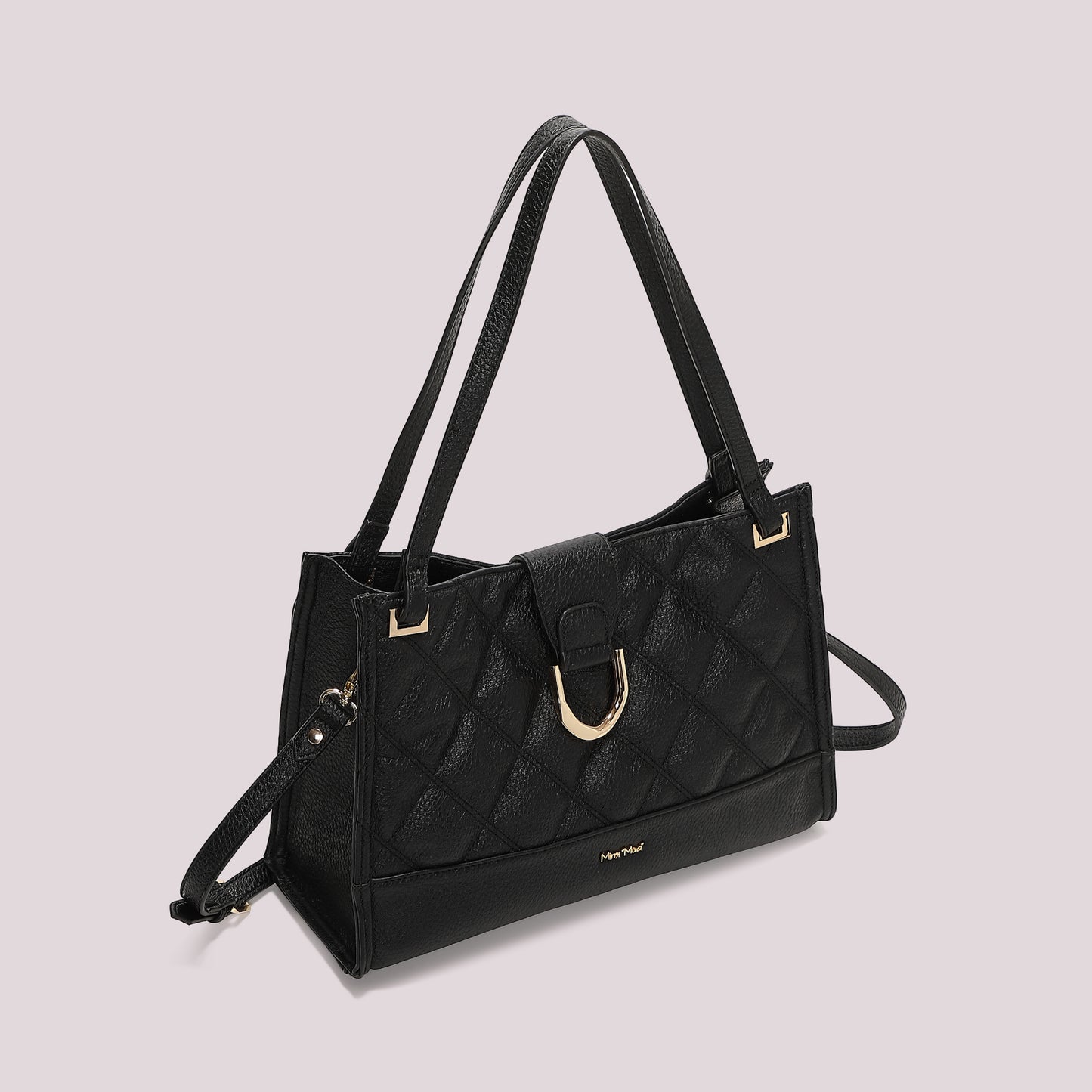 BORSA SHOPPING TRAPUNTATA CON BASE LISCIA