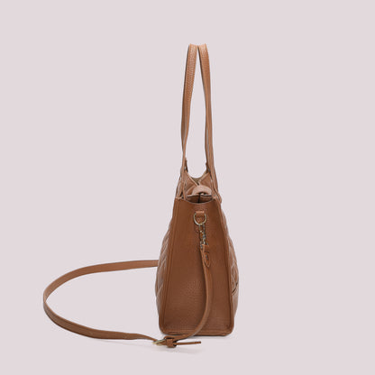 BORSA SHOPPING TRAPUNTATA CON BASE LISCIA