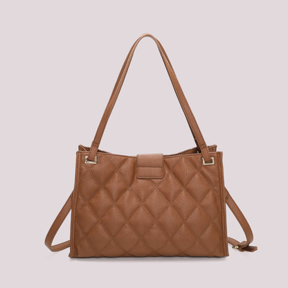 BORSA SHOPPING TRAPUNTATA CON BASE LISCIA