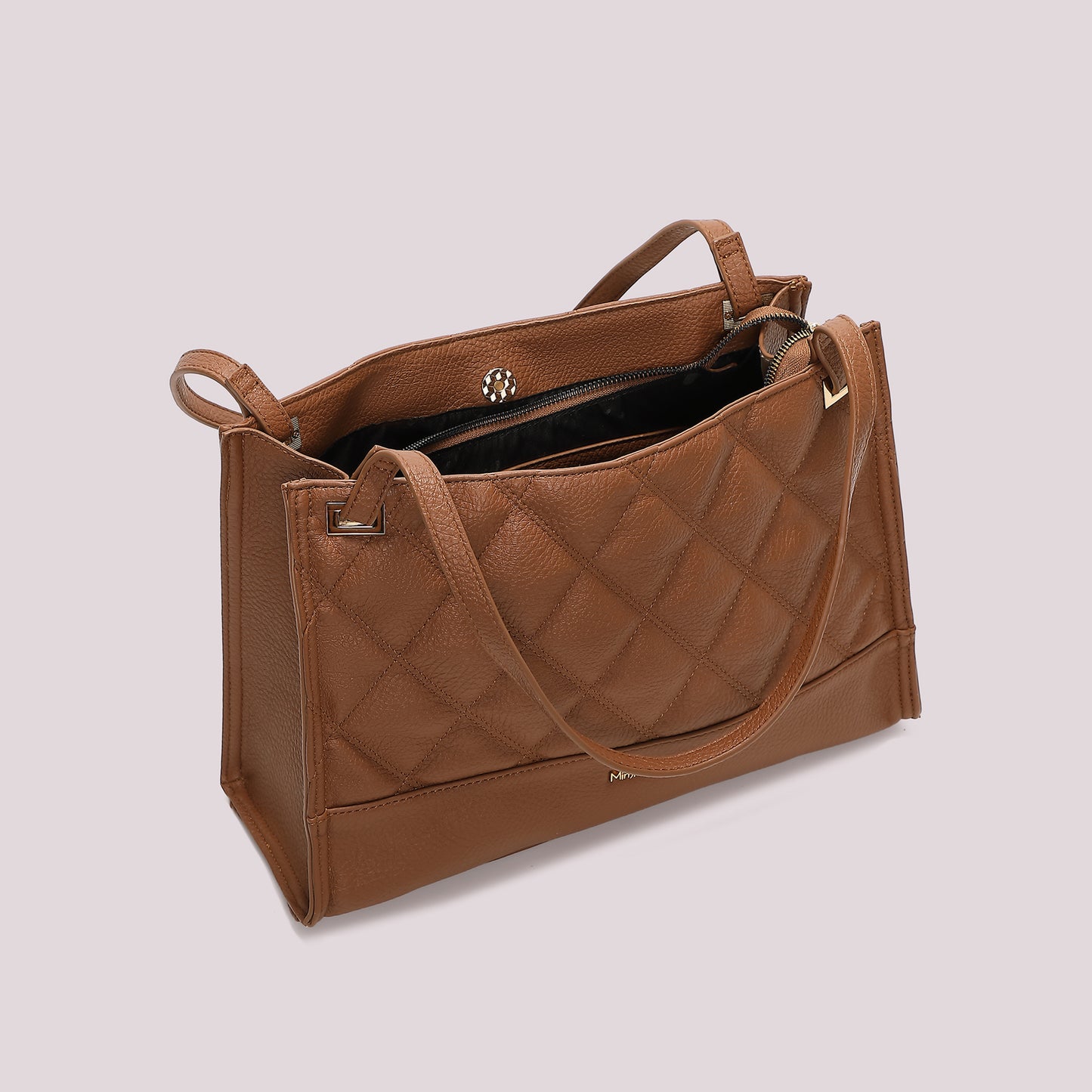 BORSA SHOPPING TRAPUNTATA CON BASE LISCIA
