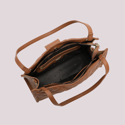 BORSA SHOPPING TRAPUNTATA CON BASE LISCIA