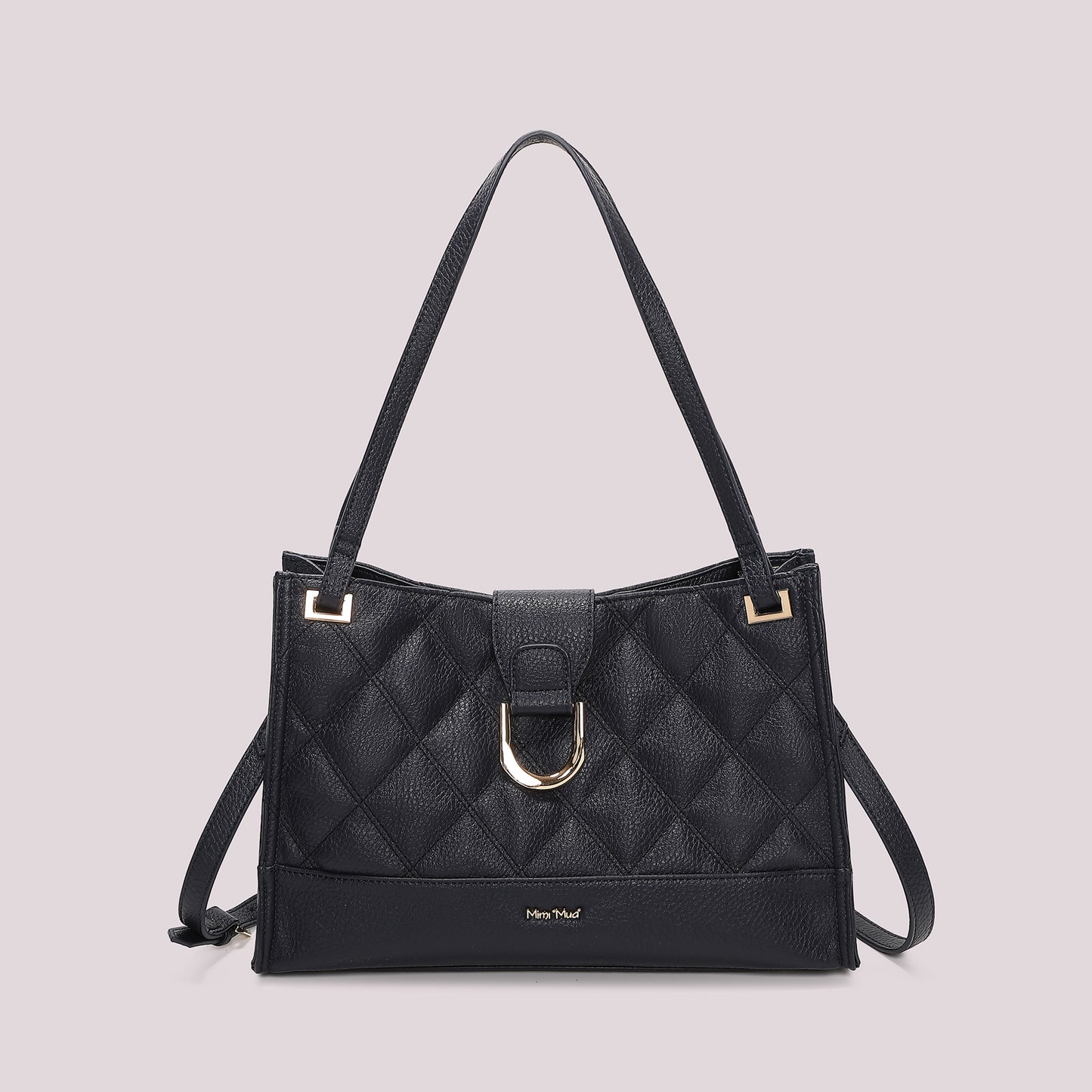 BORSA SHOPPING TRAPUNTATA CON BASE LISCIA