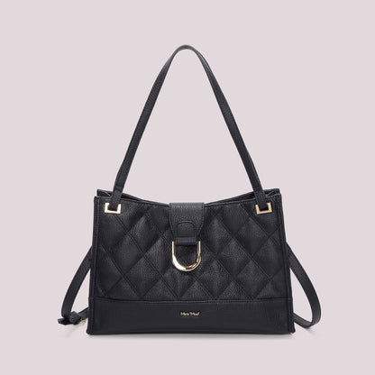 BORSA SHOPPING TRAPUNTATA CON BASE LISCIA