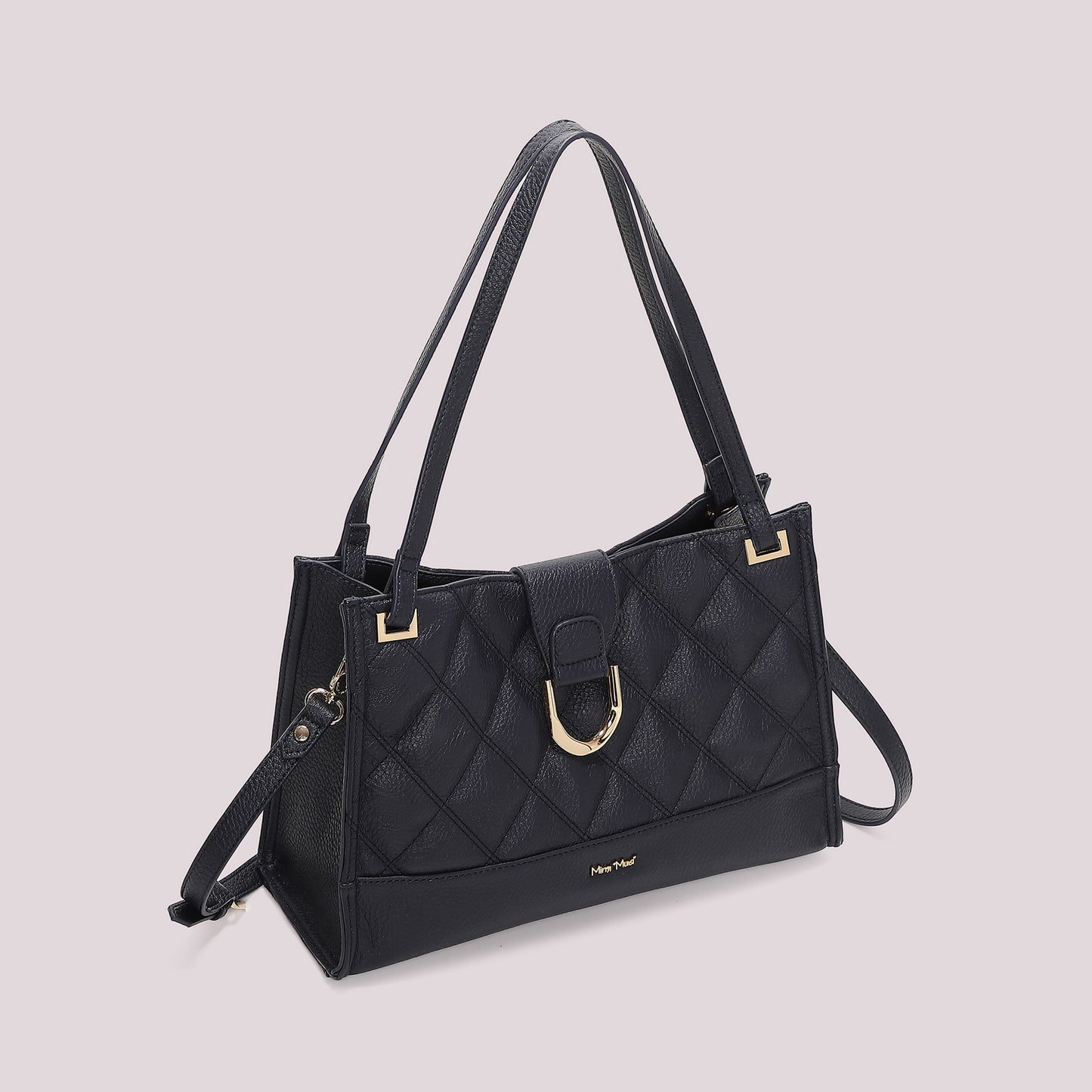 BORSA SHOPPING TRAPUNTATA CON BASE LISCIA