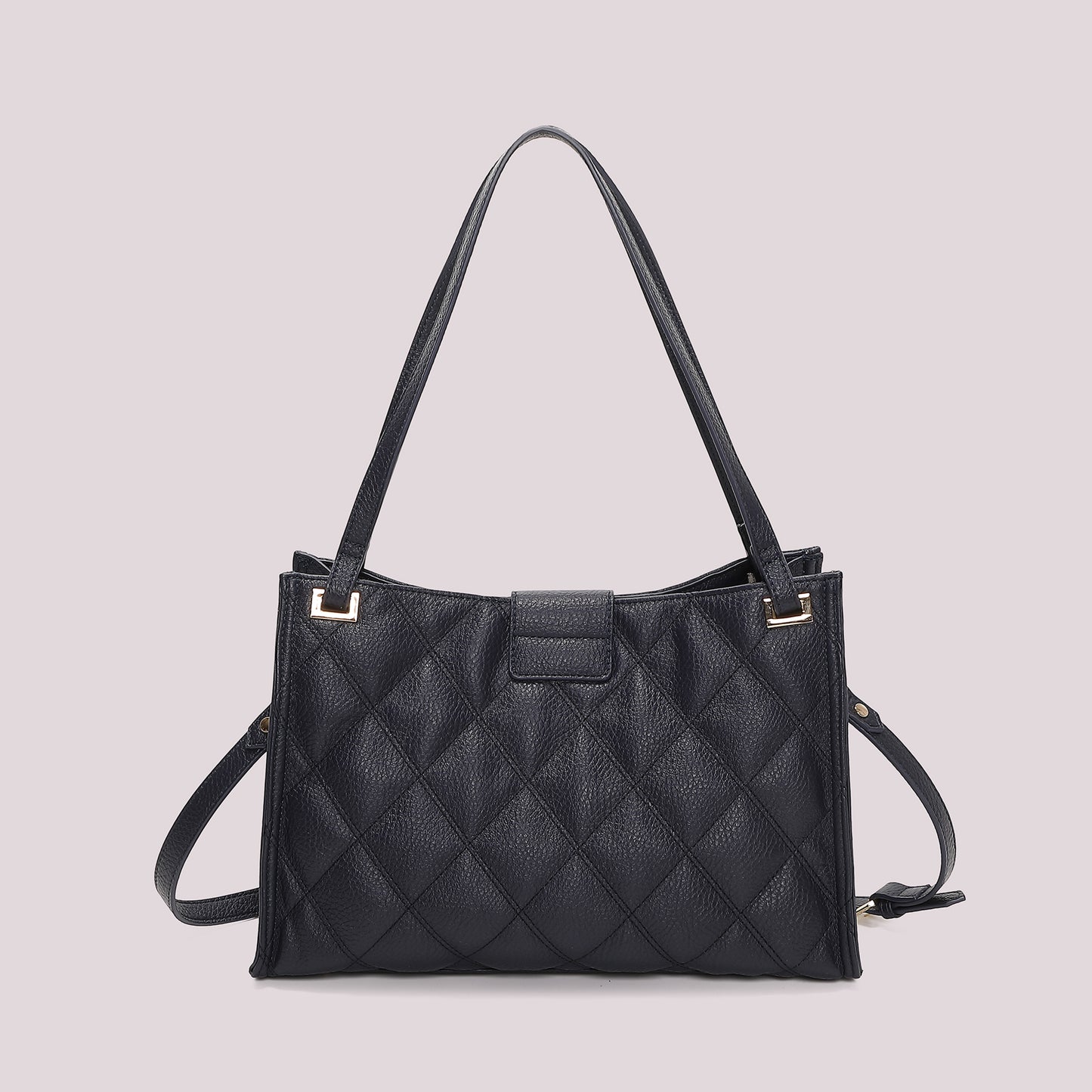 BORSA SHOPPING TRAPUNTATA CON BASE LISCIA