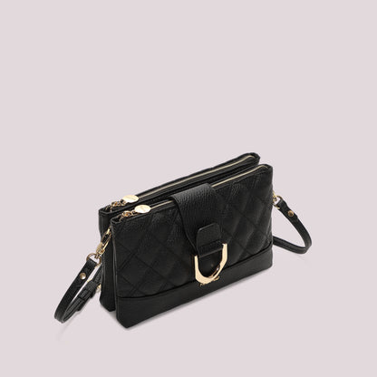 BORSA A TRACOLLA TRAPUNTATA CON BASE LISCIA