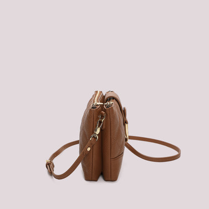 BORSA A TRACOLLA TRAPUNTATA CON BASE LISCIA
