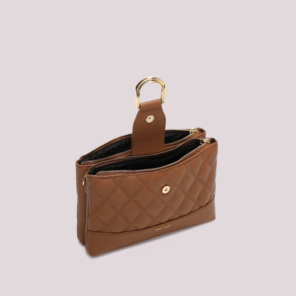 BORSA A TRACOLLA TRAPUNTATA CON BASE LISCIA