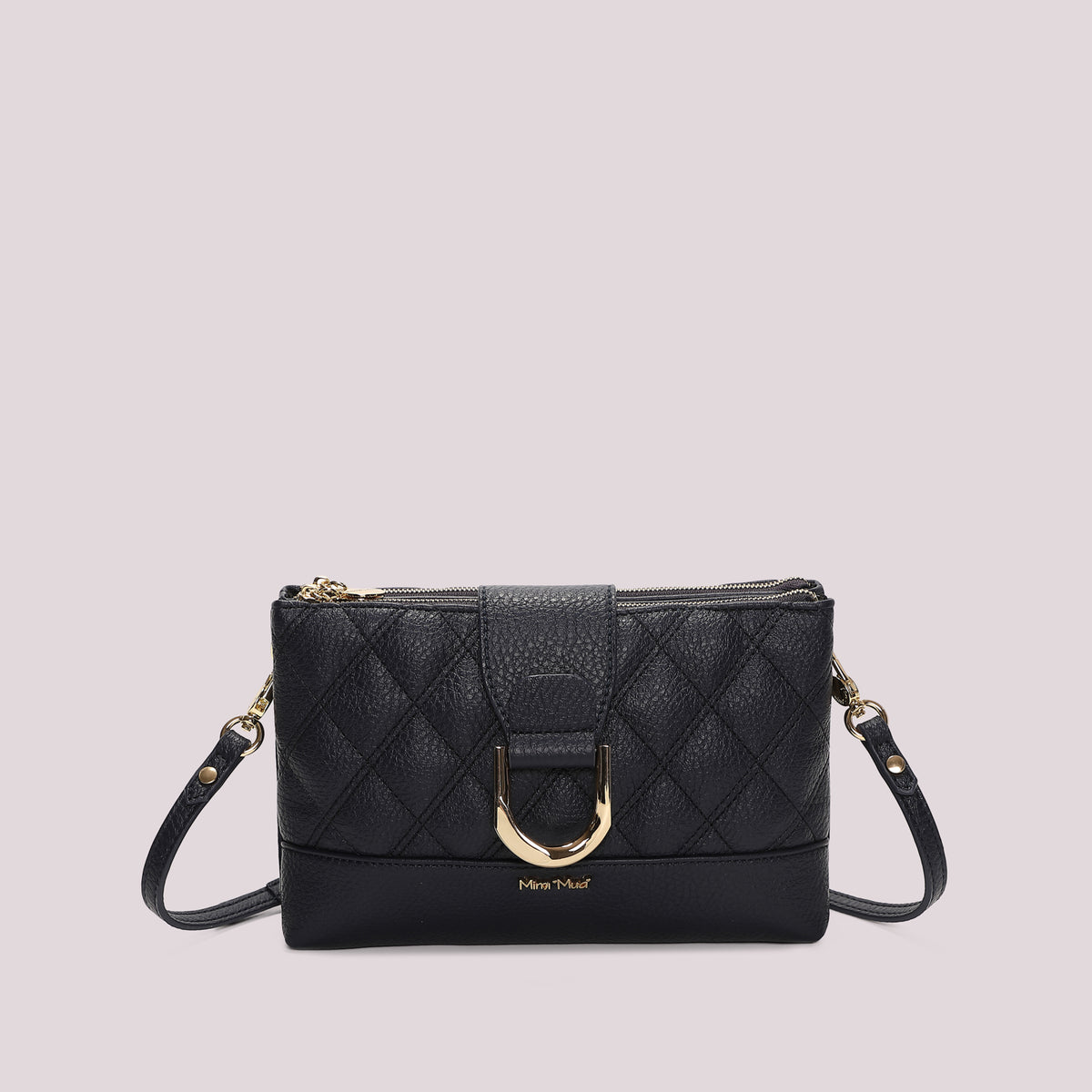 BORSA A TRACOLLA TRAPUNTATA CON BASE LISCIA