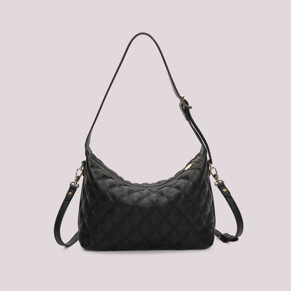 BORSA A SPALLA TRAPUNTATA CON BASE LISCIA