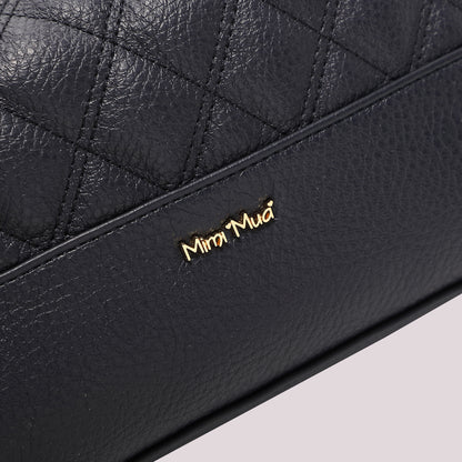 BORSA A SPALLA TRAPUNTATA CON BASE LISCIA