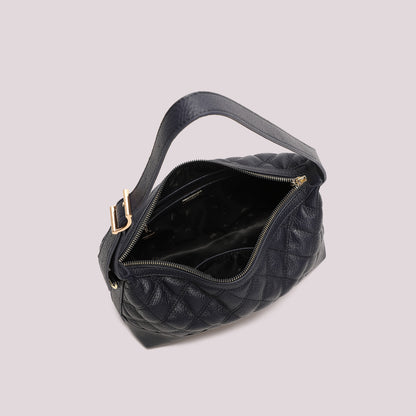 BORSA A SPALLA TRAPUNTATA CON BASE LISCIA