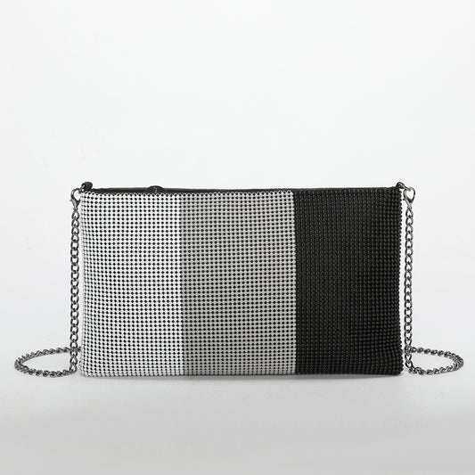 BORSA POCHETTE TRICOLOR IN RETE DI STRASS