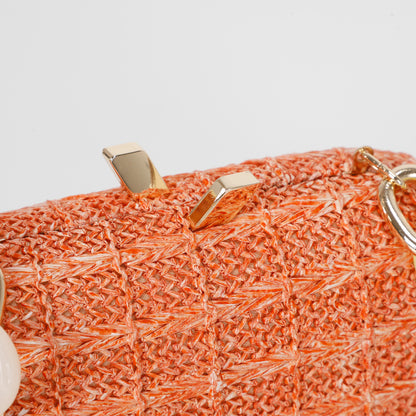 BORSA CLUTCH PAGLIA CON CATENA COLORATA