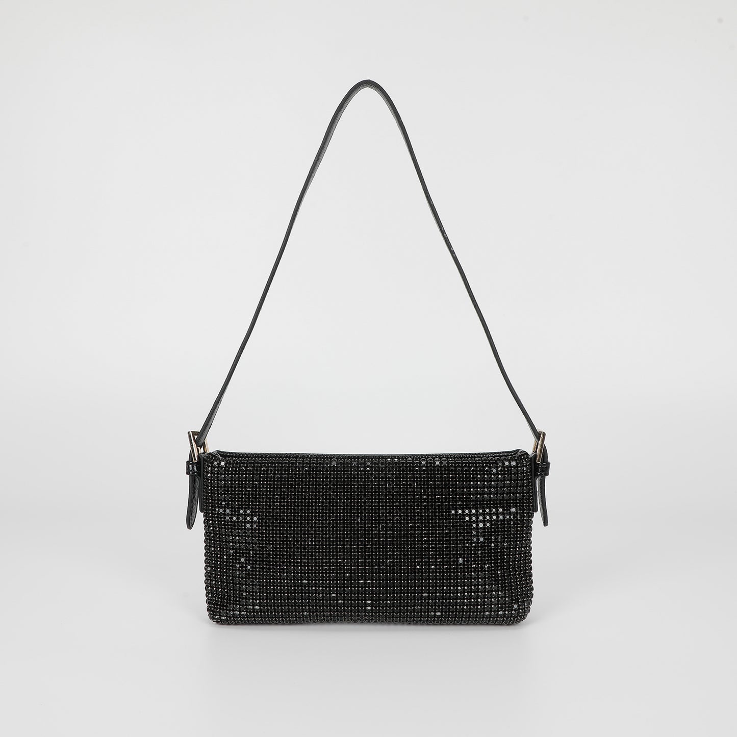 BORSA CON STRASS E FIBBIE AI LATI