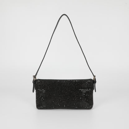 BORSA CON STRASS E FIBBIE AI LATI