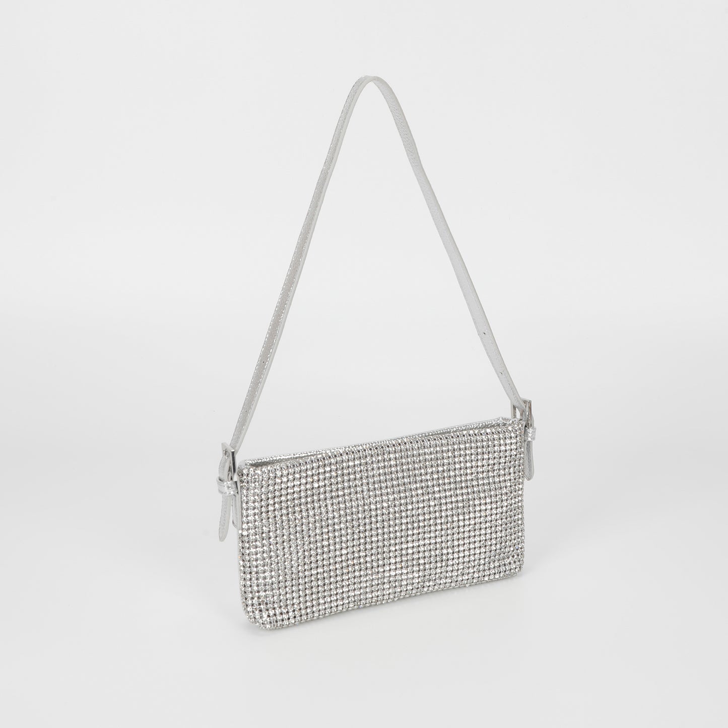 BORSA CON STRASS E FIBBIE AI LATI