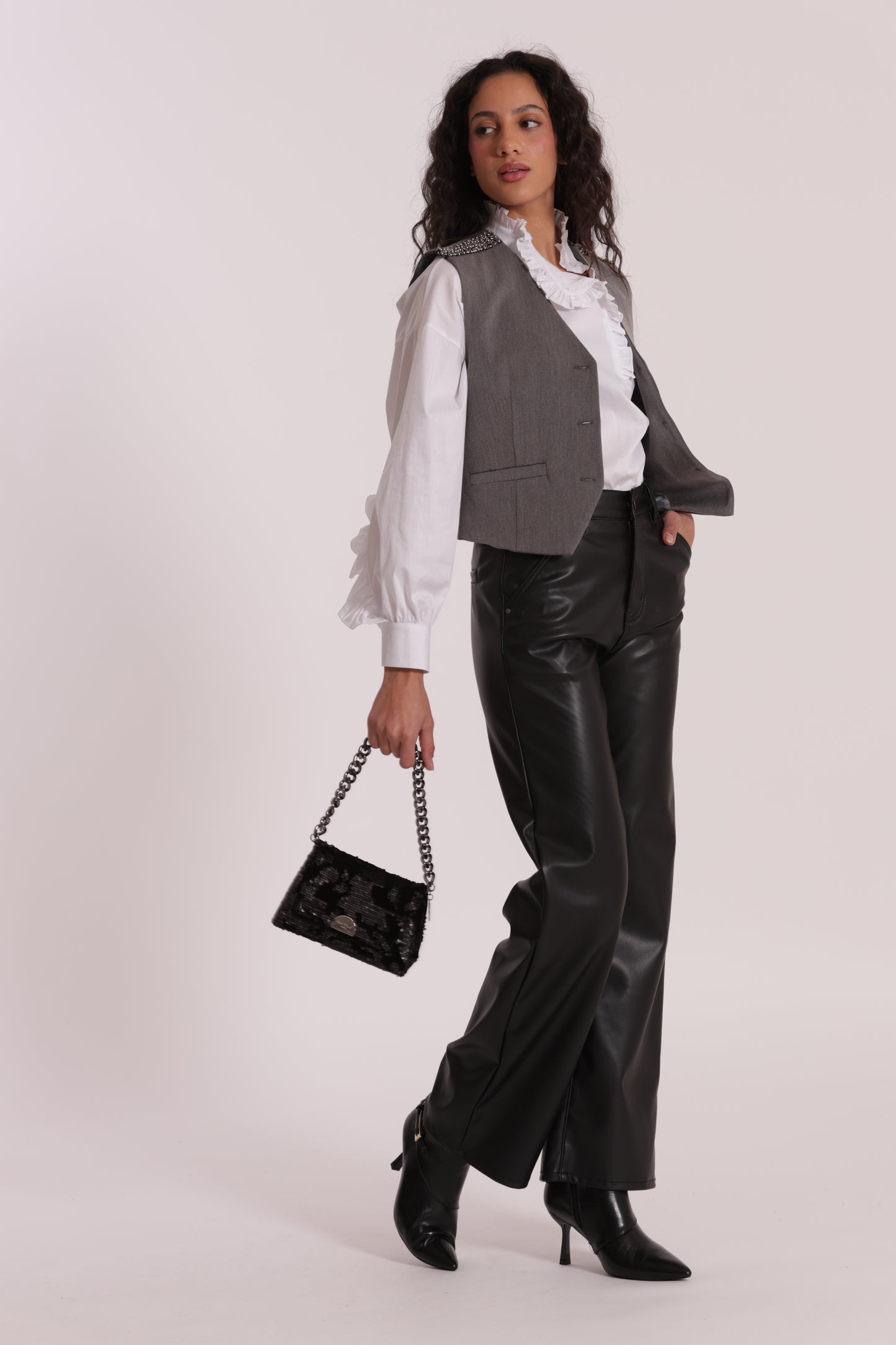 BORSA A MANO CON CATENA E PAILLETTES