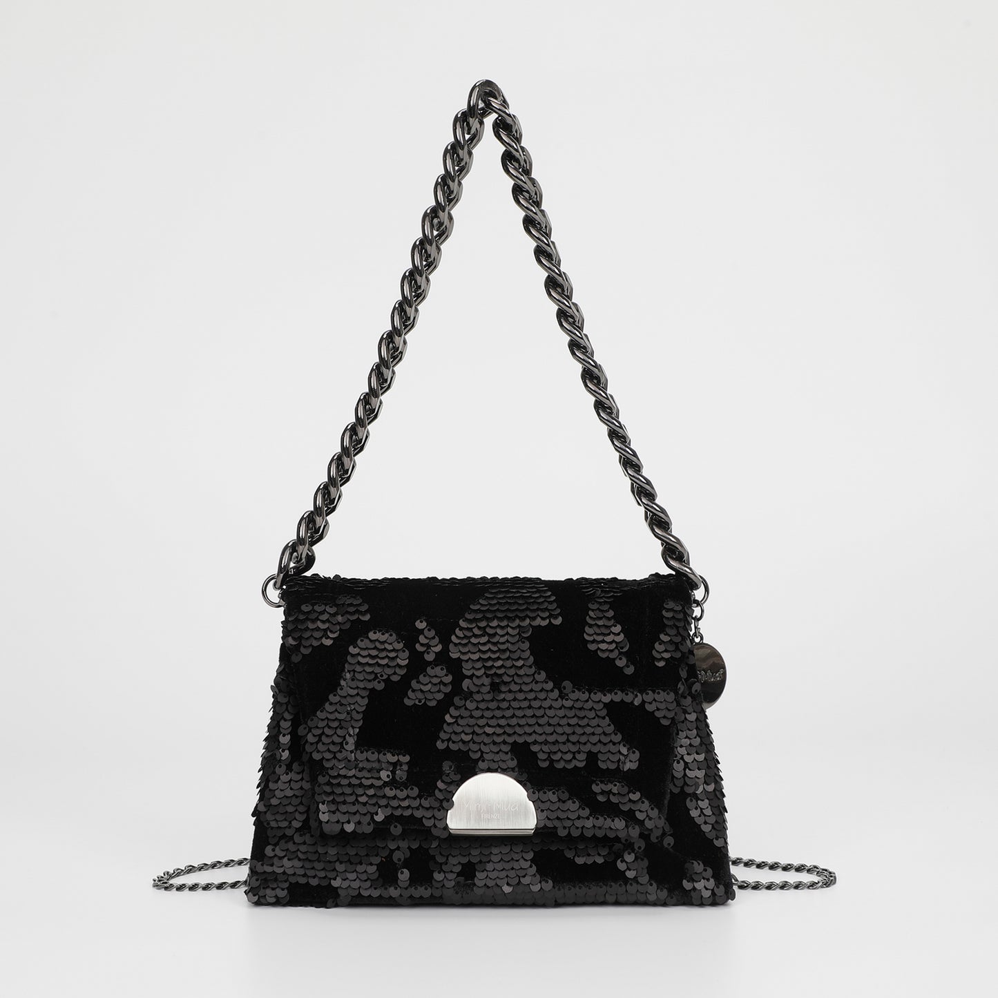 BORSA A MANO CON CATENA E PAILLETTES