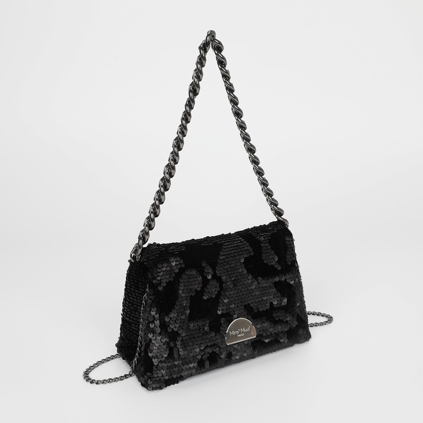 BORSA A MANO CON CATENA E PAILLETTES