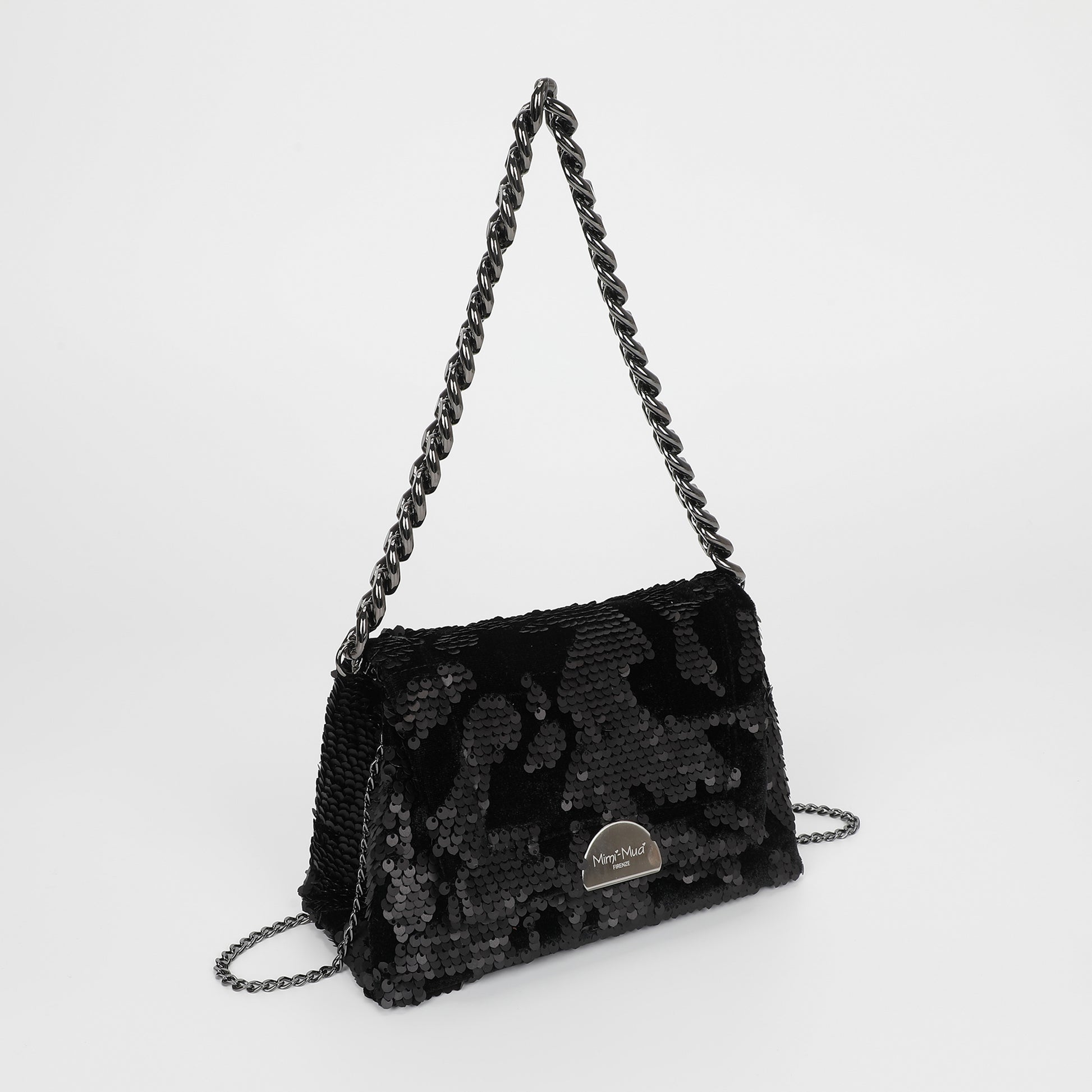 BORSA A MANO CON CATENA E PAILLETTES