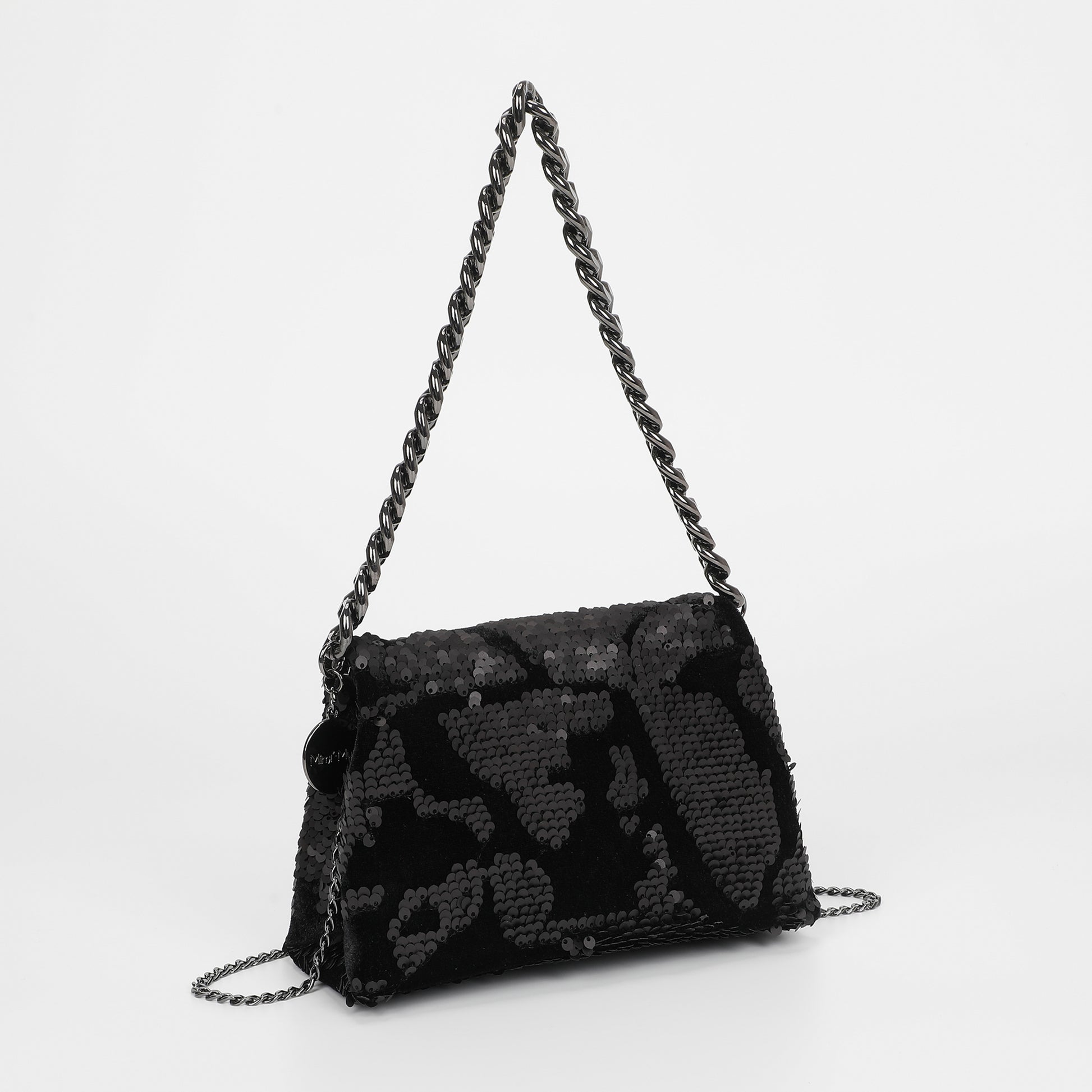 BORSA A MANO CON CATENA E PAILLETTES