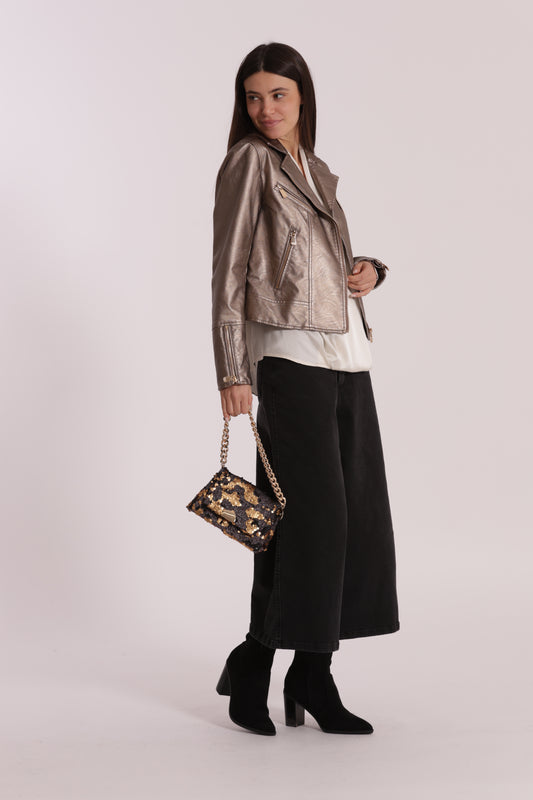 BORSA A MANO CON CATENA E PAILLETTES