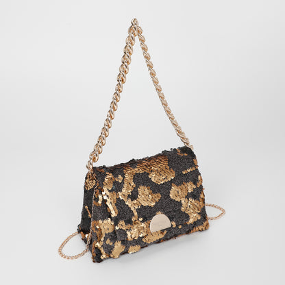BORSA A MANO CON CATENA E PAILLETTES