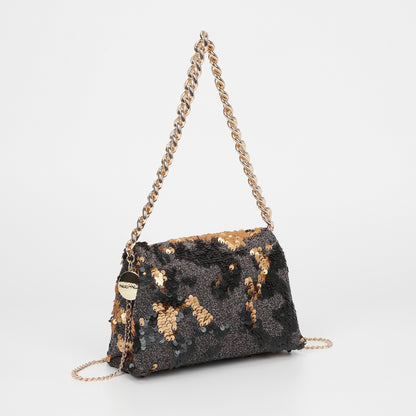 BORSA A MANO CON CATENA E PAILLETTES