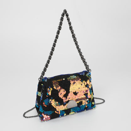 BORSA A MANO CON CATENA E PAILLETTES