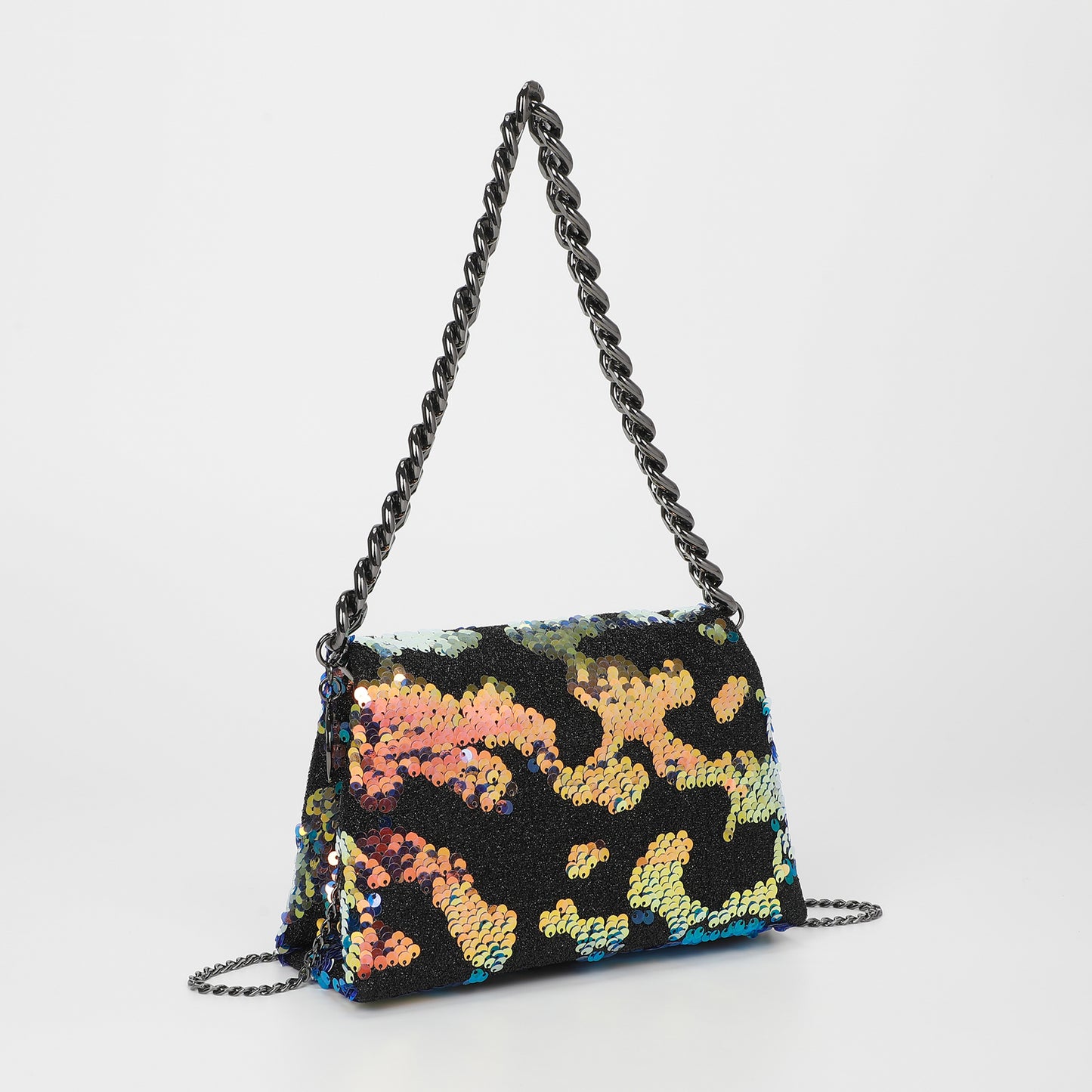 BORSA A MANO CON CATENA E PAILLETTES