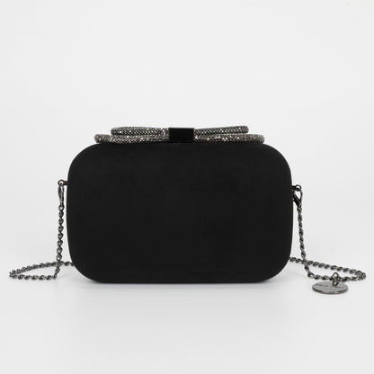 BORSA CLUTCH EFFETTO CAMOSCIO CON CHIUSURA A FIOCCO