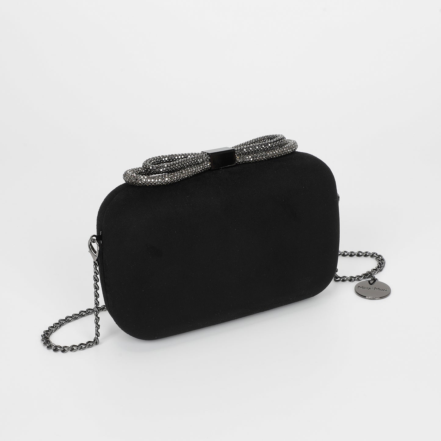 BORSA CLUTCH EFFETTO CAMOSCIO CON CHIUSURA A FIOCCO