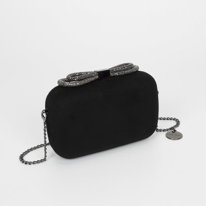 BORSA CLUTCH EFFETTO CAMOSCIO CON CHIUSURA A FIOCCO