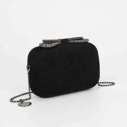 BORSA CLUTCH EFFETTO CAMOSCIO CON CHIUSURA A FIOCCO